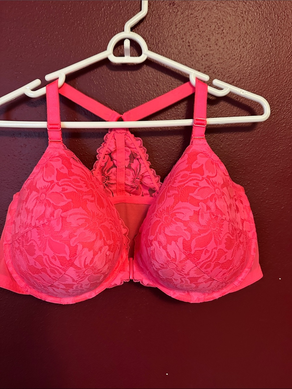 Torrid Lace Front-Closure Push-Up Bra - Vibrant Pink
